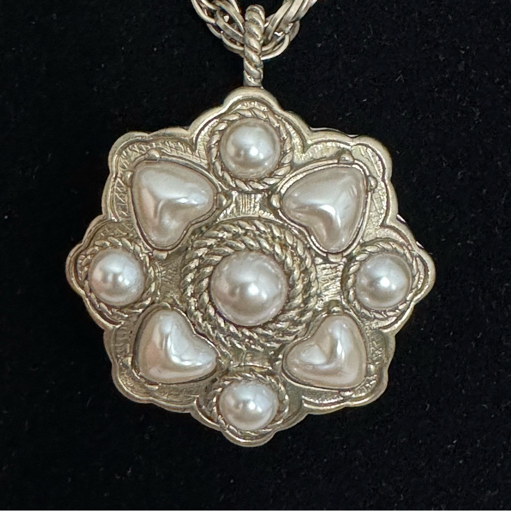 Long gold tone with pearl pendant
